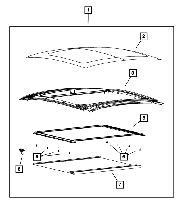 68165604AC - Body Sheet Metal Except Doors: Complete Sunroof for Mopar Image