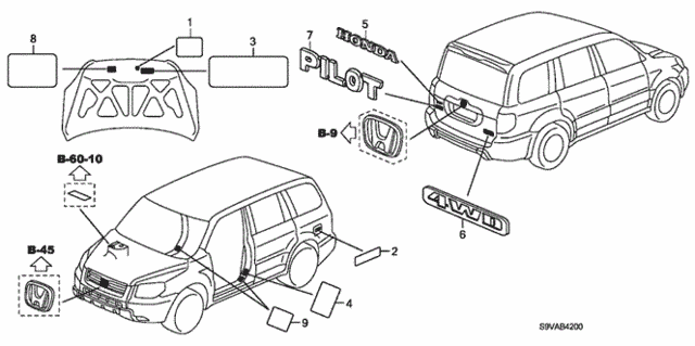 Emblems - Caution Labels for 2008 Honda Pilot #0