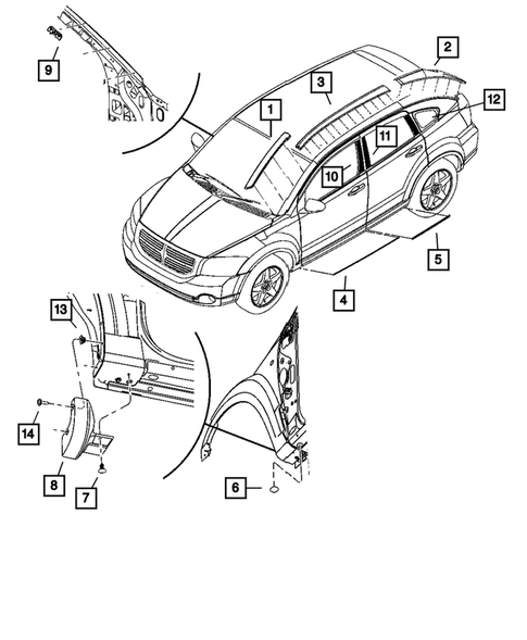 Moldings and Ornamentation for 2012 Dodge Caliber #0