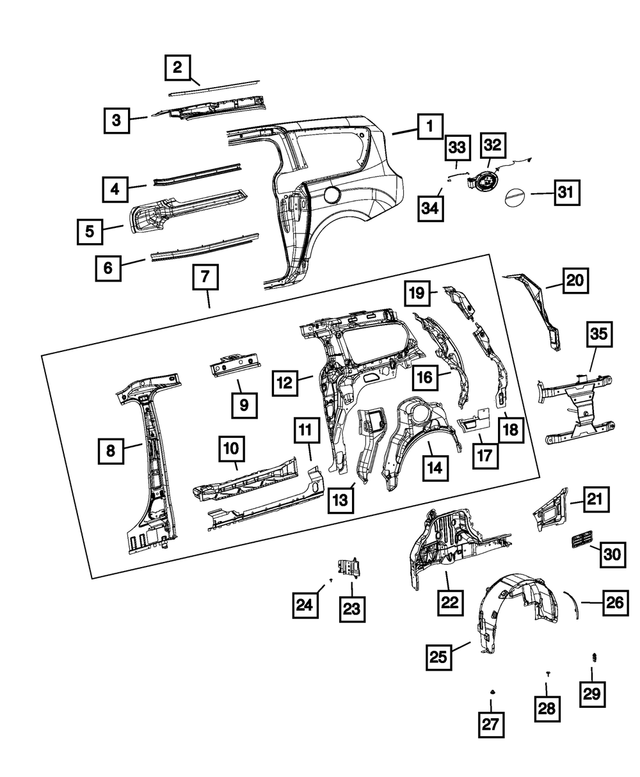 68477021AC - Body Sheet Metal Except Doors: Body Side Aperture Outer Panel, Left for Mopar Image image