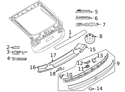 Exterior Trim - Lift Gate for 2018 BMW 640i xDrive Gran Turismo #0