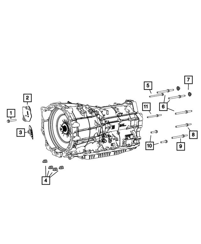 6101986 - Transmission: Hex Head Screw And Washer for Chrysler: 200, 300, Pacifica, Voyager | Dodge: Caliber, Challenger, Durango, Grand Caravan | Jeep: Cherokee, Compass, Gladiator, Grand Cherokee, Grand Cherokee L, Grand Cherokee WK, Patriot, Wrangler, Wrangler JK | Ram: 1500, 1500 Classic, ProMaster 1500, ProMaster 2500, ProMaster 3500 Image