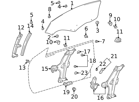 Glass - Door for 2002 Toyota Celica #0