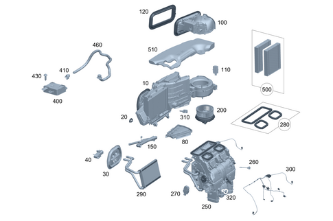 Heating and Air Conditioner Housing with Blower and Wiring Harness for 2023 Mercedes-Benz EQS 580 SUV #0
