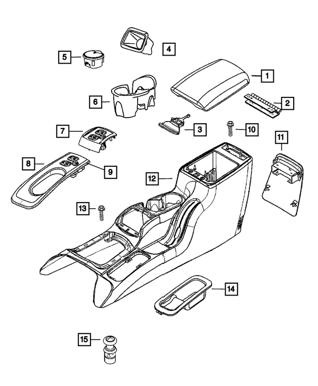 5142485AA - Instrument Panel and Radios and Consoles: Floor Console Bin for Mopar Image