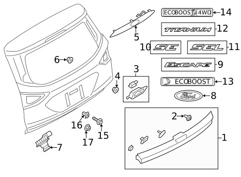Exterior Trim - Lift Gate for 2016 Ford Escape #0