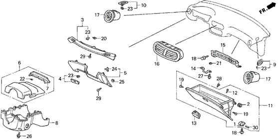 Instrument Panel Garnish ('93) for 1993 Honda Civic del Sol #0