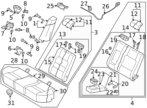 Rear Seat Components for 2011 Mazda 6 #0