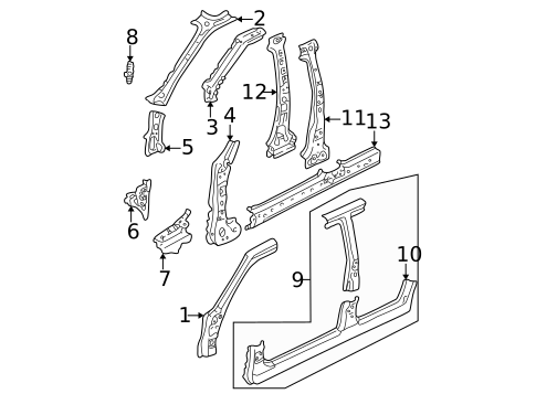 Hinge Pillar for 2005 Mazda Tribute #0