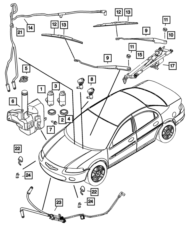 5019328AC - Wiper/Lock Cylinder and Keys: Washer Reservoir for Mopar Image