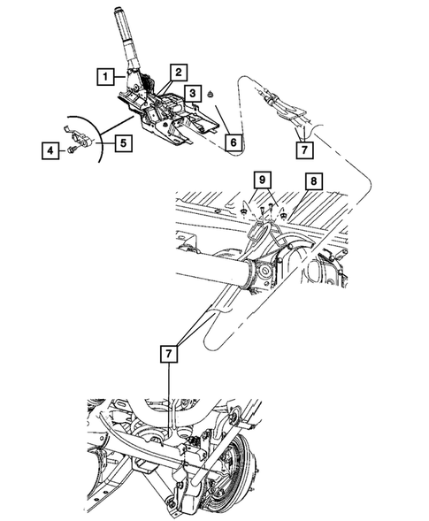 Parking Brake Lever, Cables, and Rear Disc Park Brake Assembly for 2011 Jeep Wrangler #1