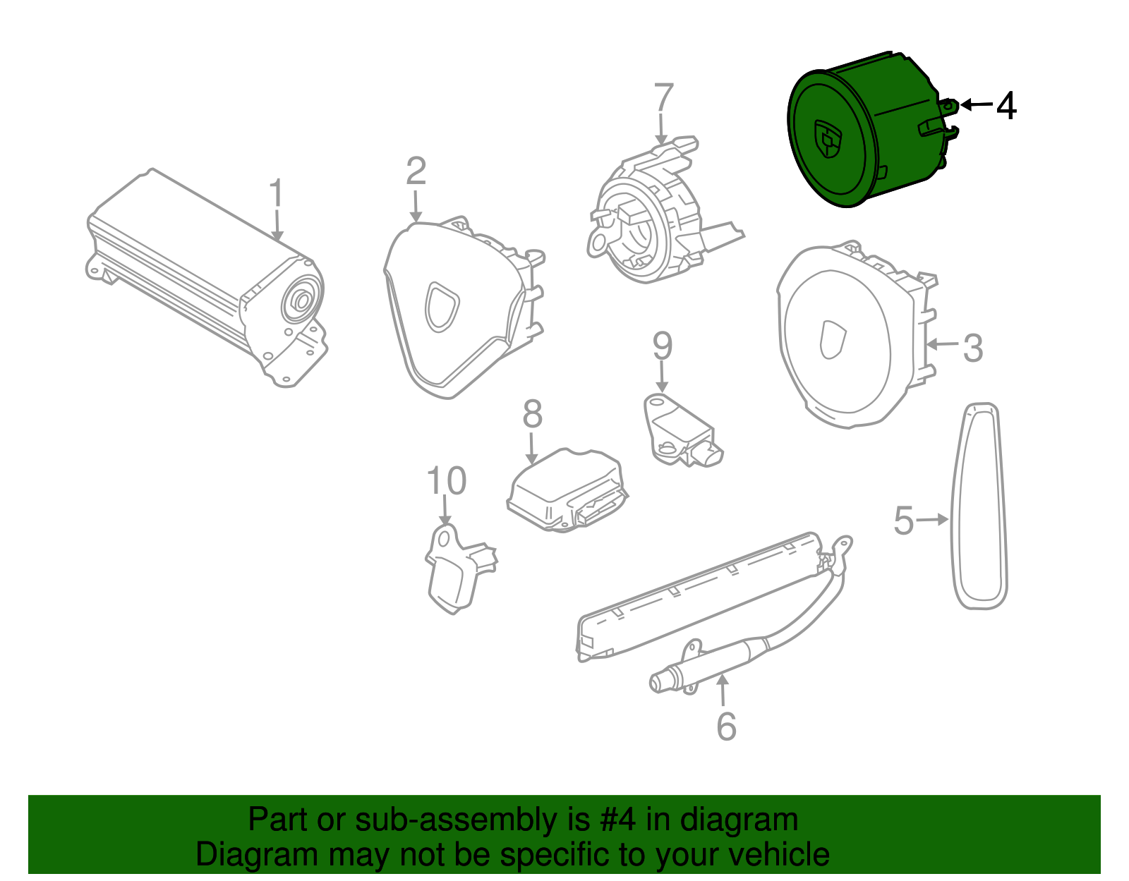 Driver Air Bag - Porsche (997-803-089-29-D14)