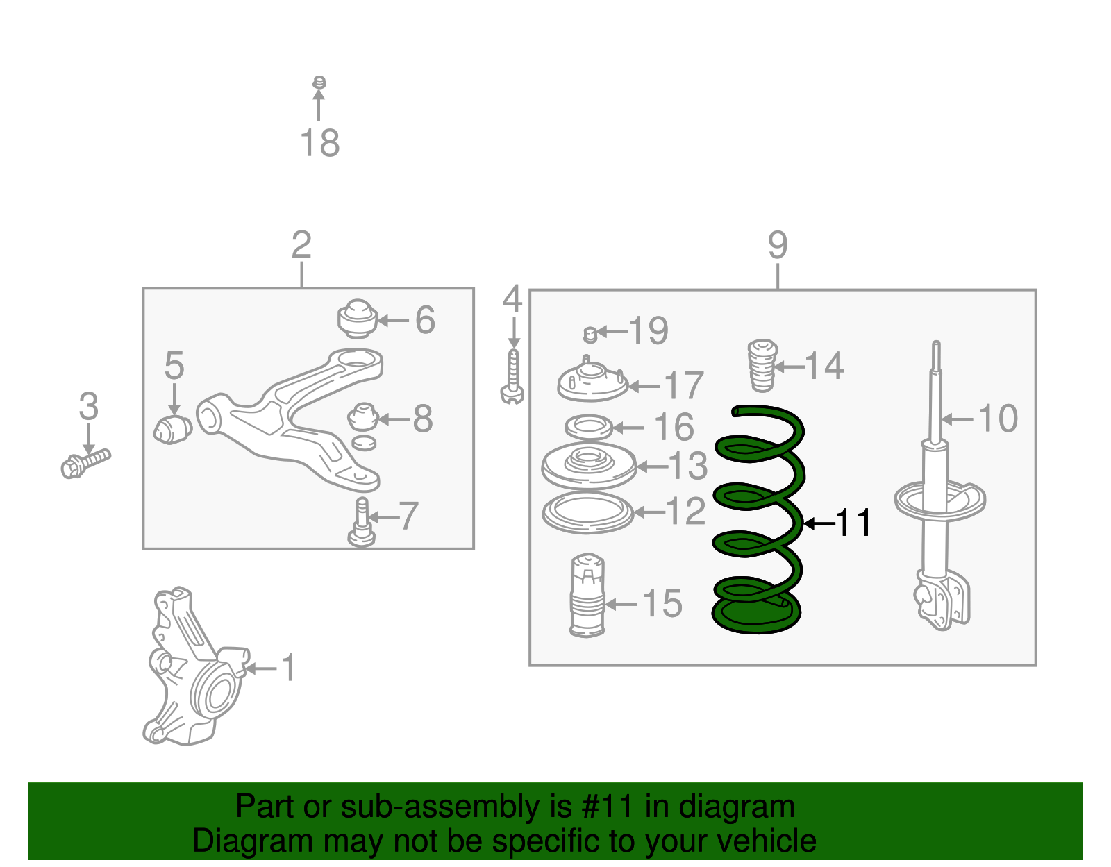 Front Left Driver Side Strut And Coil Spring Assembly For 2008-2010 Honda Odyssey - AM Autoparts