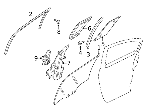Glass - Rear Door for 2009 Nissan Altima #0