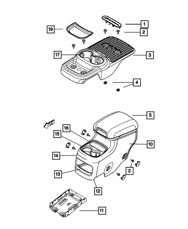 1WQ011D3AB - Interior Trim: Floor Console for Mopar Image image