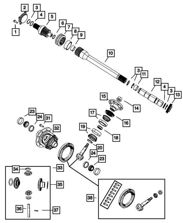 5015874AA - Front Axle; Corporate 205 MM Heavy Duty; Differential and Drive Line: Pinion Shaft Shim Kit for Mopar Image