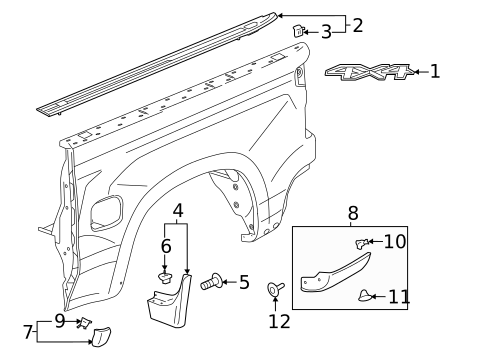 Exterior Trim - Pick UP Box for 2022 Chevrolet Silverado 1500 LTD #5