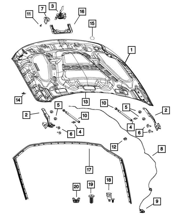 68361150AB - Body Sheet Metal Except Doors: Hood Latch for Mopar Image image