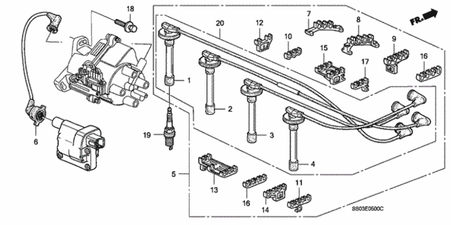 High Tension Cord  - Ignition Coil for 1993 Honda Prelude #0