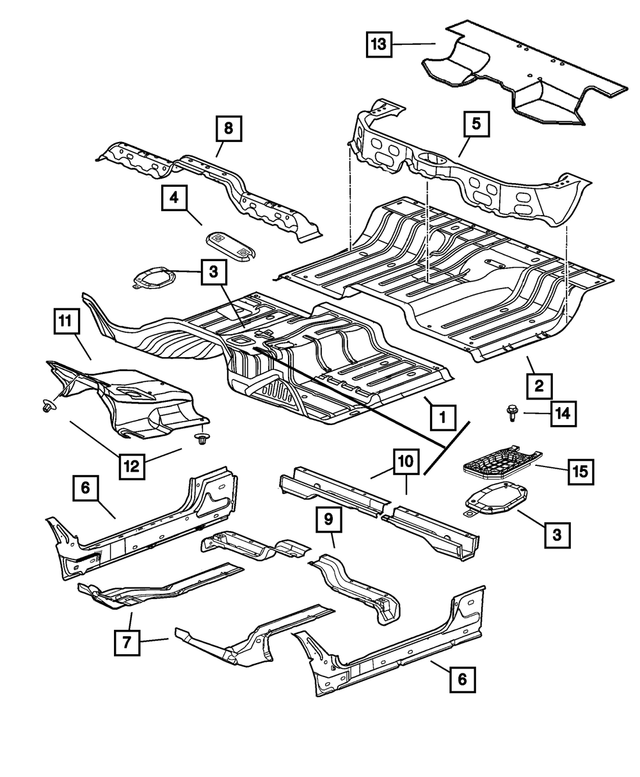 « 68036568AF – Body Sheet Metal Except Doors : Plancher Avant Panneau pour Mopar Image »