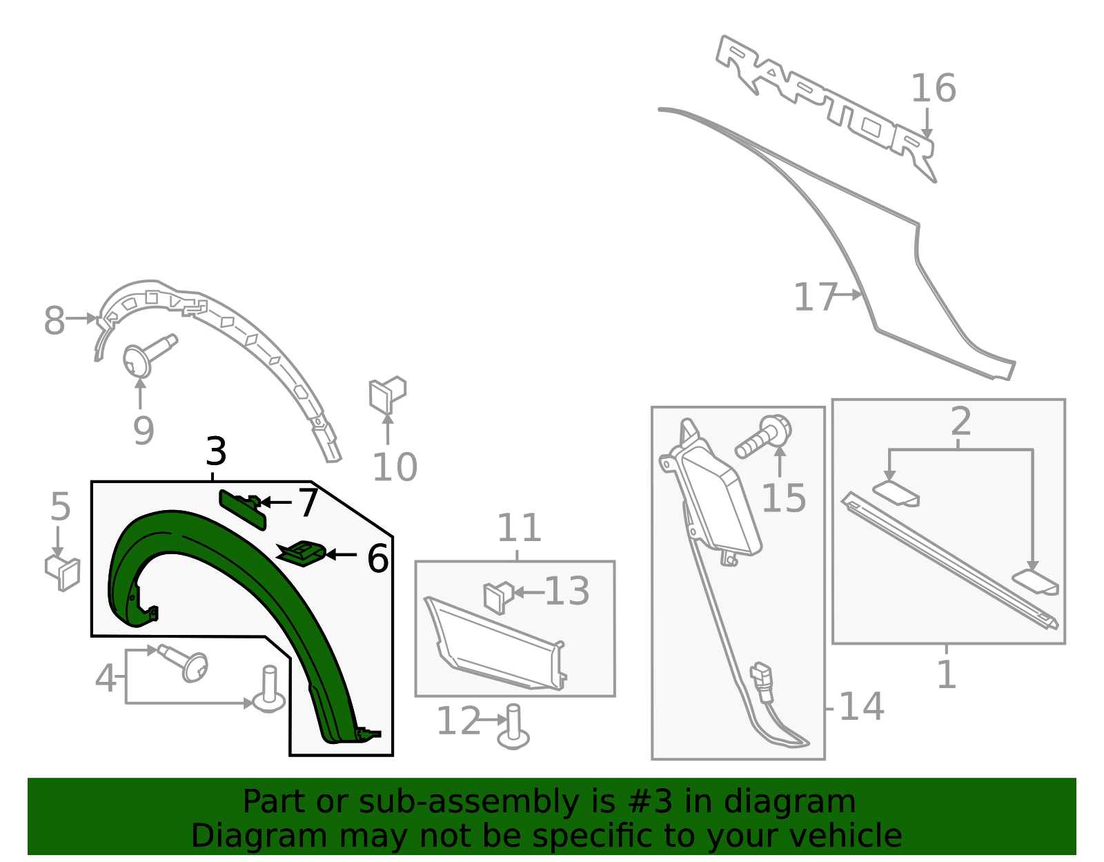 nl3z9929164baptm - Ford Raptor Wheel Flare - Right Rear