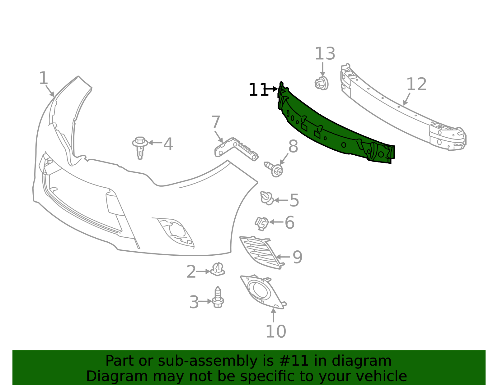 52611-02280 - Bumper Impact Absorber 2014-2016 Toyota Corolla | Longo ...