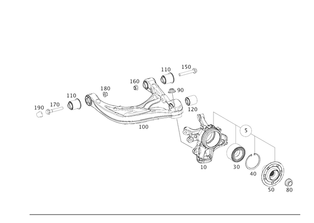 1663501006 - Rear Axle: Transverse Control Arm for Mercedes-Benz: GL350, GL450, GL550, GL63 AMG, GLE300d, GLE350, GLE400, GLE43 AMG, GLE450 AMG, GLE550e, GLE63 AMG, GLE63 AMG S, GLS350d, GLS450, GLS550, GLS63 AMG, ML250, ML350, ML400, ML550, ML63 AMG Image image