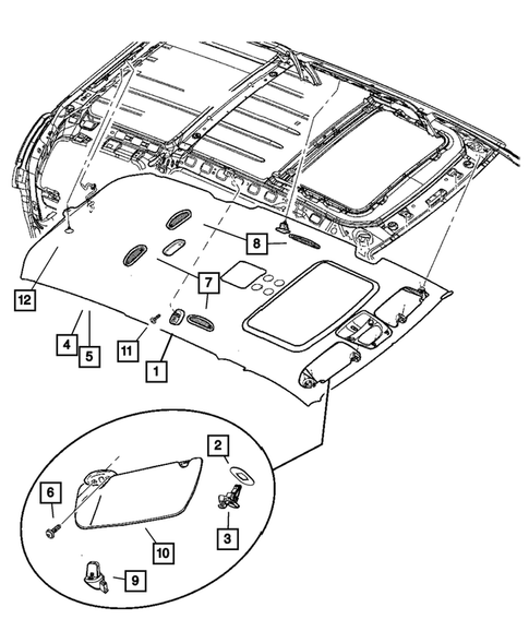Headliners-Visors-Assist Straps for 2008 Chrysler Aspen #0
