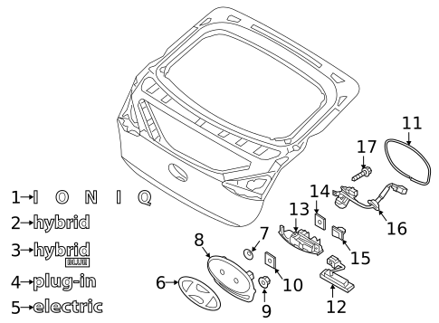 Exterior Trim - Lift Gate for 2018 Hyundai Ioniq #0