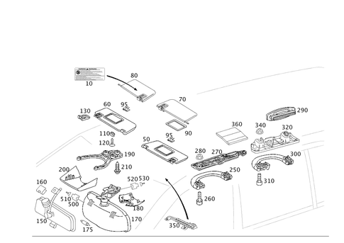 Sun Visor, Interior Mirror, Grab Handle for 1994 Mercedes-Benz E320 #0