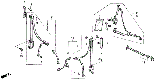 Seat Belt ('88-'89) for 1988 Honda Civic #0