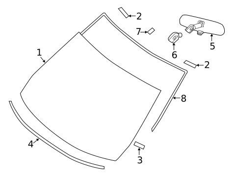 Glass - Windshield for 2019 Nissan Rogue #0
