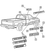 55077386AA - Exterior Ornamentation: Nameplate for Dodge: Ram 1500, Ram 2500, Ram 3500 Image