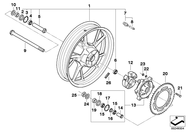 36317728610 - : Cast Wheel, Rear, Magnesium Matte for BMW-Motorrad Image