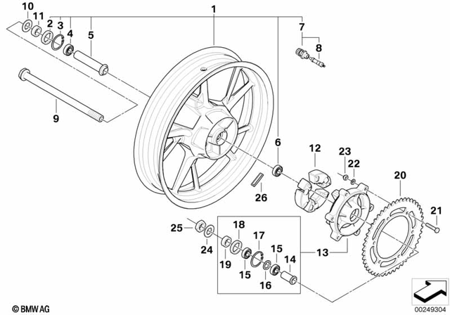 36317728610 - Wheels and Tires: Cast Wheel, Rear, Magnesium Matte - 3.5X17 for BMW-Motorrad Image