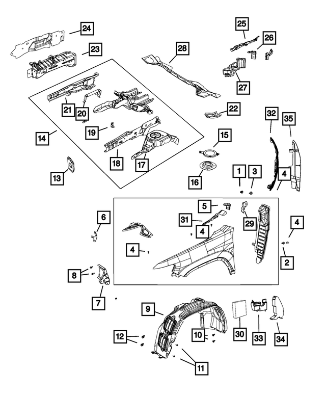 5056298AA - : Fender Blocker Mucket, Right for Mopar Image