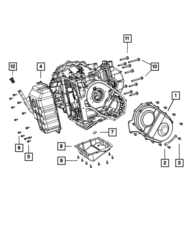 5078868AA - 62TE; 6-Speed; Automatic Transaxle: Lower End Transmission Cover Strap for Chrysler: 200, Pacifica, Sebring, Town &amp; Country | Dodge: Avenger, Grand Caravan, Journey | Ram: C/V, ProMaster 1500, ProMaster 2500, ProMaster 3500 Image