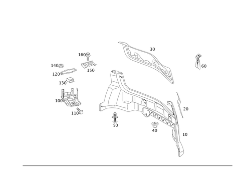 Engine Compartment Partition Panel, Wheelhouse Attachment Parts for 2014 Mercedes-Benz CL550 #0