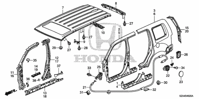 Outer Panel - Roof Panel for 2012 Honda Pilot #0