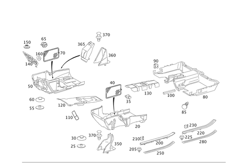 Front Panel Pillar Panelling, Lining on Floor and Footrest for 2009 Mercedes-Benz S 550 #0