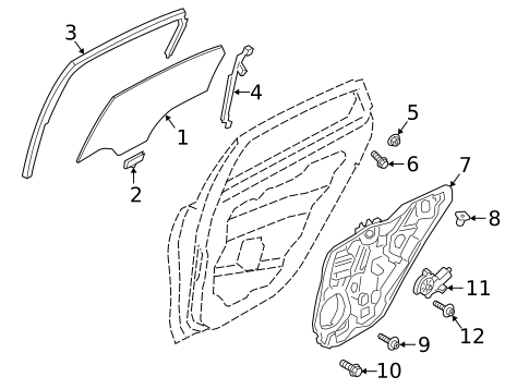 Glass - Rear Door for 2019 Kia Forte #0