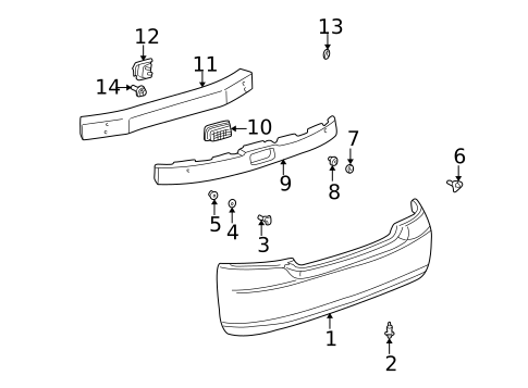 Bumper & Components - Rear for 2002 Toyota Prius #0