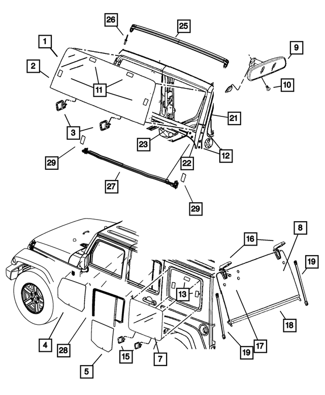 5182378AD - Glass: Shipping Assembly - 30 Lite Glass Windshield for Mopar Image