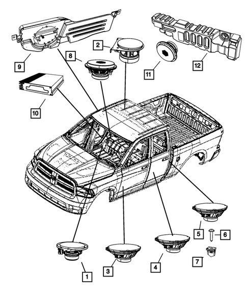 Radio, Antenna, Speakers, DVD, and Video systems for 2012 Ram 3500 #1