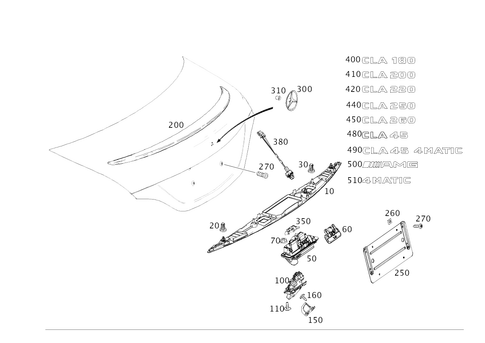 Rear Lid Latch-Type Lock, Rear Lid Attachment Parts for 2016 Mercedes-Benz CLA 250 #0