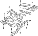 443803691E - Body: Energy Absorber Mount Bracket for Audi: 100, 100 Quattro, 200, 200 Quattro, 5000, 5000 Quattro Image