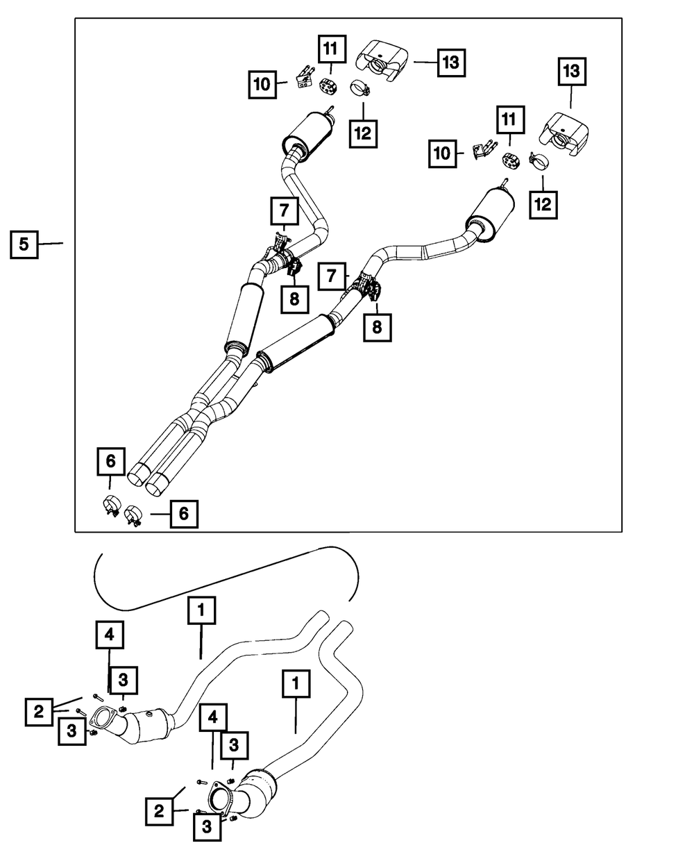 Exhaust Pipe And Converter, Left - Mopar (68623544AA)