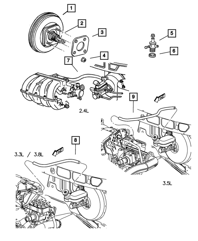 4883813AA - Service Brakes: Brake Booster Check Valve Grommet for Mopar Image