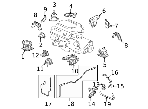 Engine & Trans Mounting for 2012 Acura TL #0