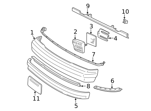 Bumper & Components - Front for 1998 Ford E-250 Econoline #0
